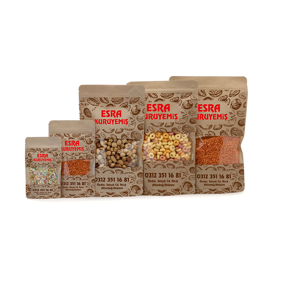 Kraft Pencereli Doypack